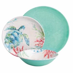 Melamine Sea Life 12-Piece Sealife Dinnerware Set