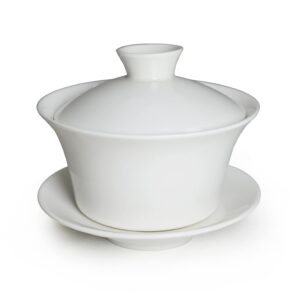 liang baobao traditional gaiwan tea set with lid and saucer classic white tea cup porcelain teacups 10oz