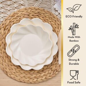 Sophistiplate Eco Friendly Bamboo Fiber Plates (Cream, 16/pkg Dinner)