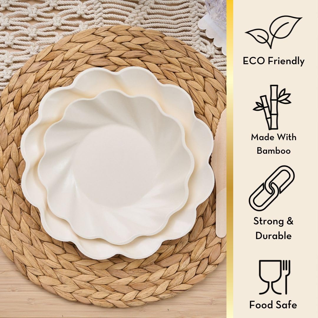 Sophistiplate Eco Friendly Bamboo Fiber Plates (Cream, 16/pkg Dinner)