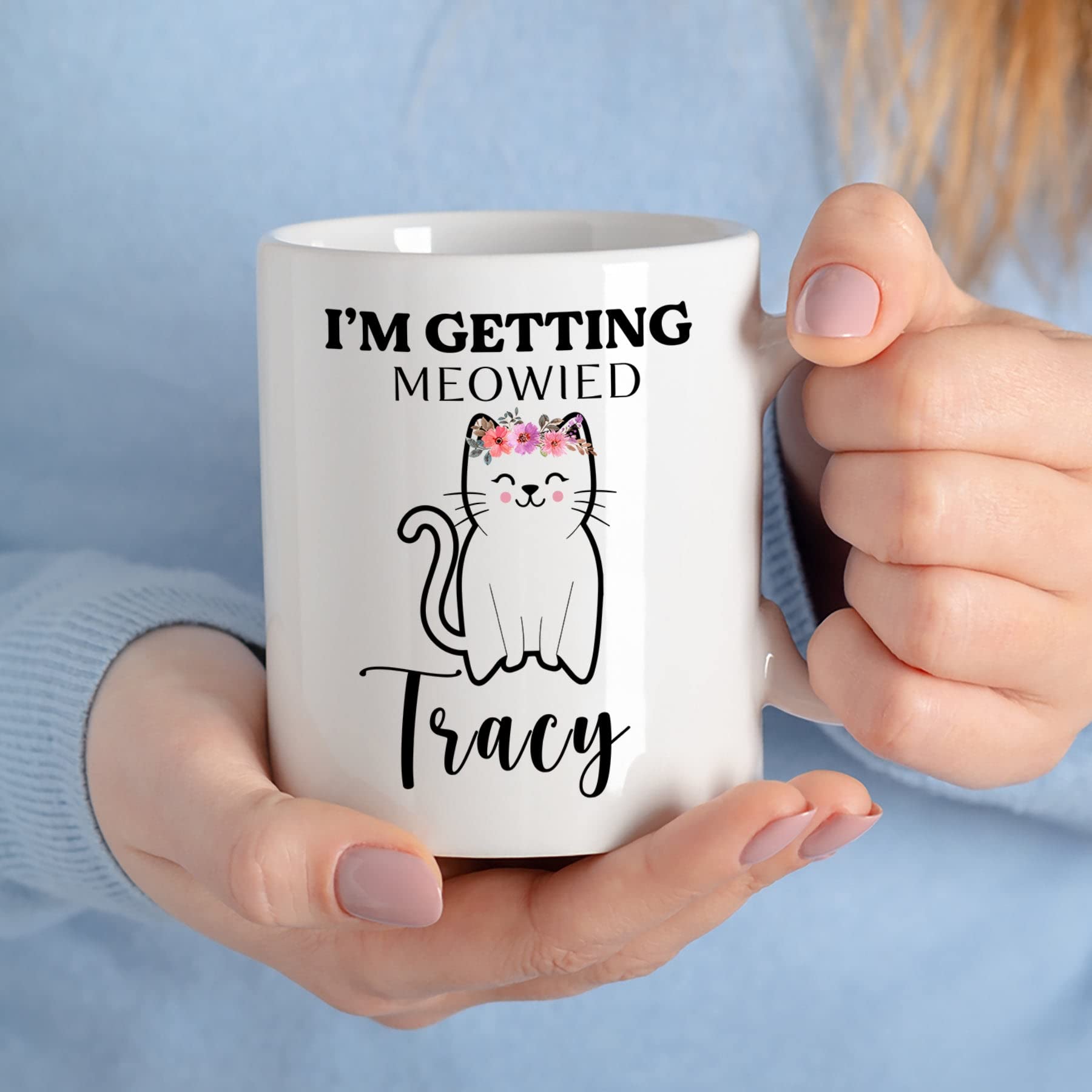 I'm Getting Meowied Couples Mug Set of 2 Personalized Gift With Name Gifts For Engagement, Wedding, I'm Getting Meowied Mugs Sets Gift For Couples, Bridal Shower, Fiancee and Fiance, Him And Her