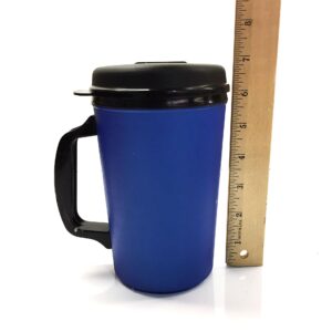 GAMA Electronics 2 ThermoServ Foam Insulated Coffee Mug 20 oz w/Lids (1) Blue & (1) Red