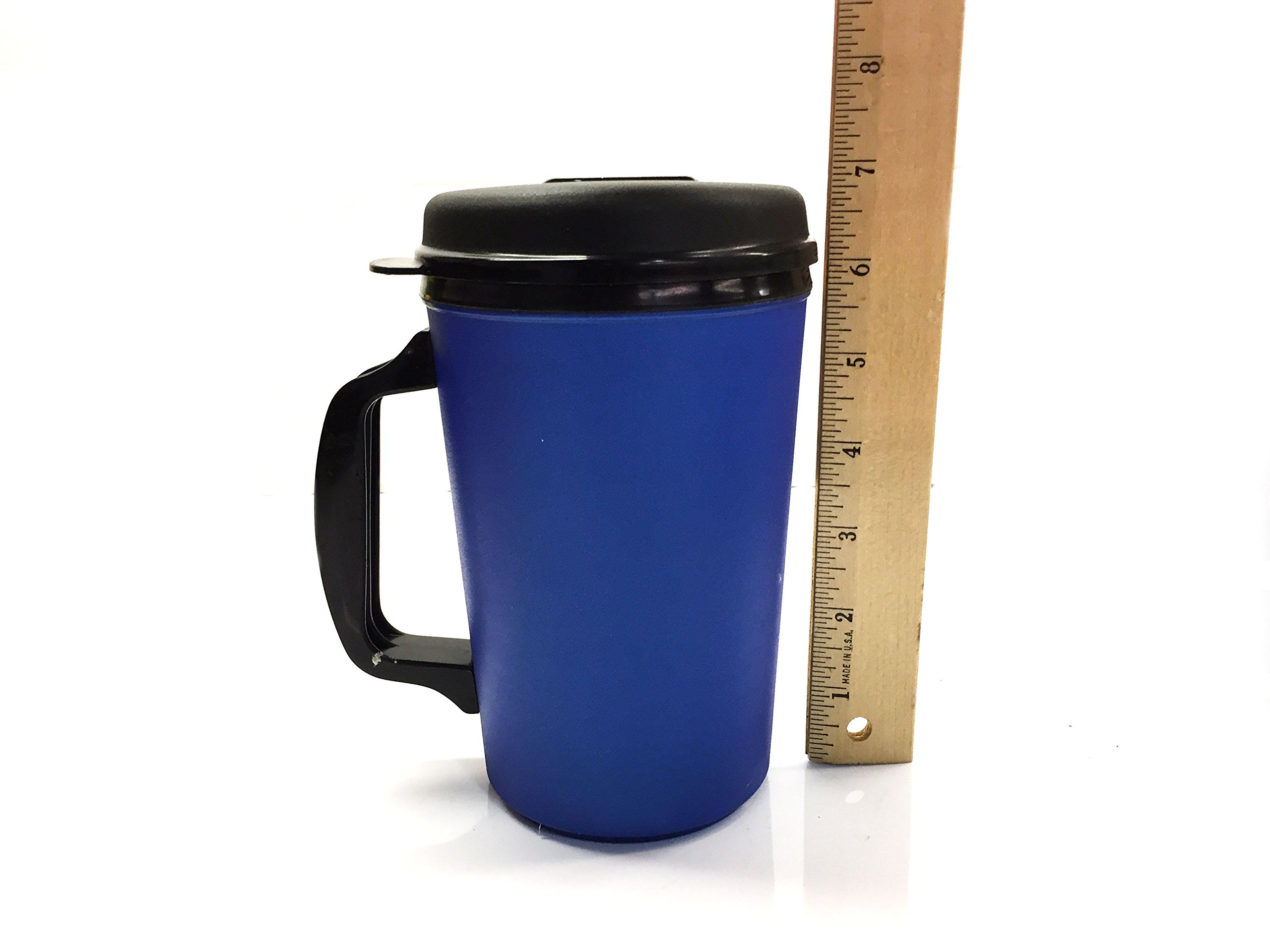 GAMA Electronics 2 ThermoServ Foam Insulated Coffee Mug 20 oz w/Lids (1) Blue & (1) Red