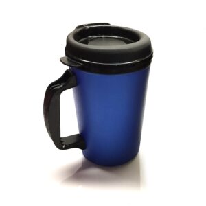 GAMA Electronics 2 ThermoServ Foam Insulated Coffee Mug 20 oz w/Lids (1) Blue & (1) Red