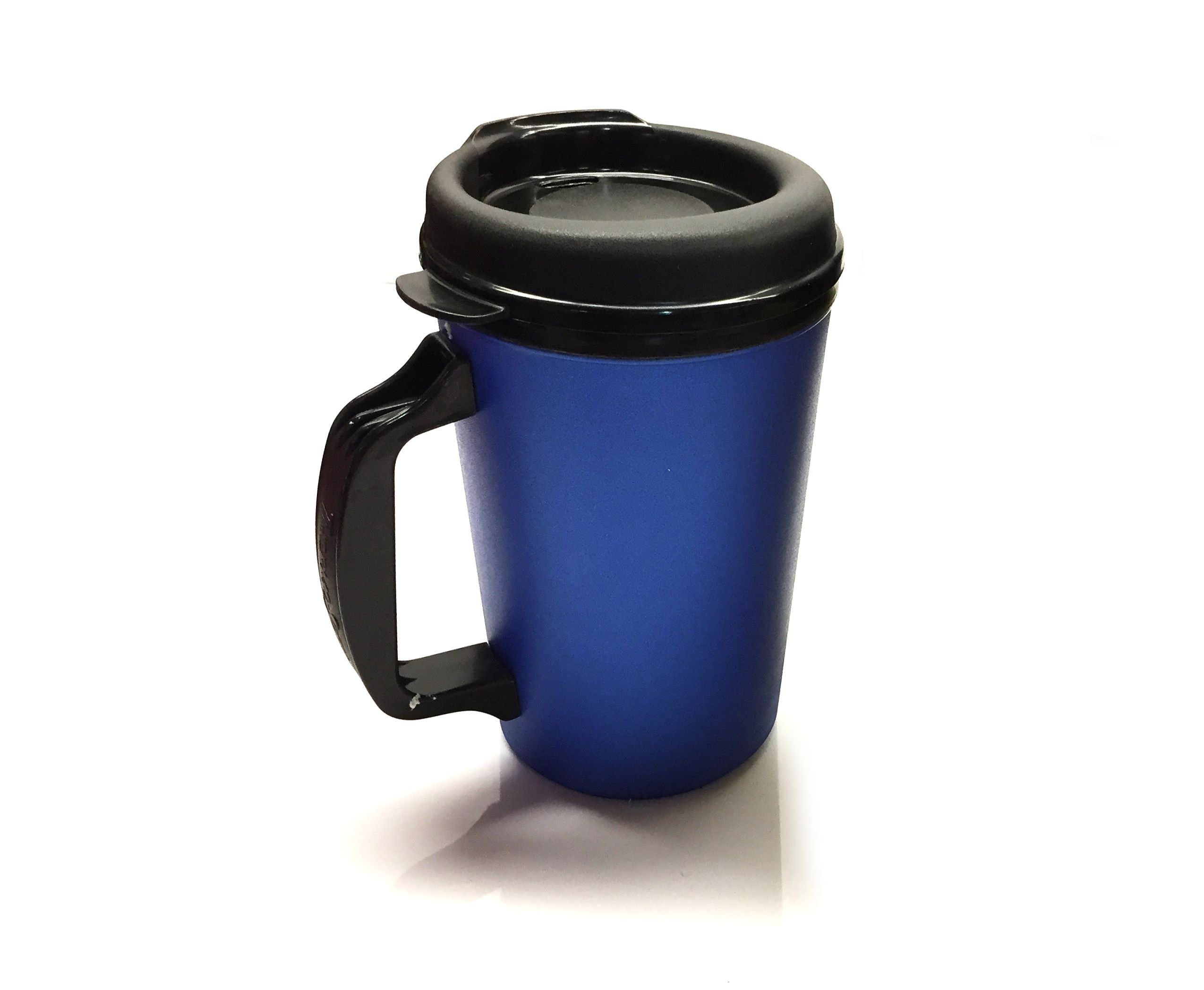 GAMA Electronics 2 ThermoServ Foam Insulated Coffee Mug 20 oz w/Lids (1) Blue & (1) Red