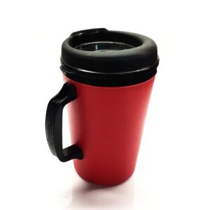 GAMA Electronics 2 ThermoServ Foam Insulated Coffee Mug 20 oz w/Lids (1) Blue & (1) Red