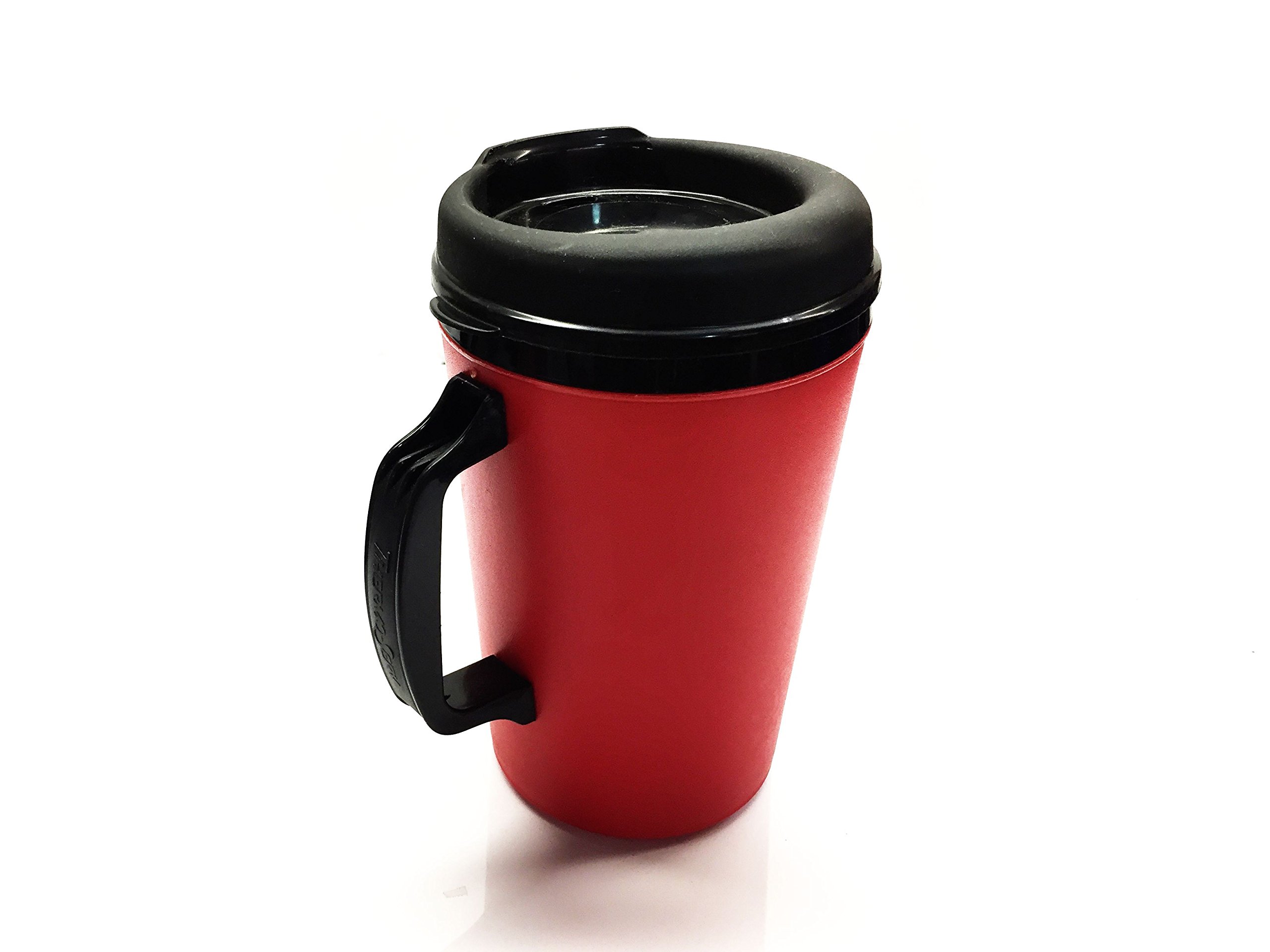 GAMA Electronics 2 ThermoServ Foam Insulated Coffee Mug 20 oz w/Lids (1) Blue & (1) Red