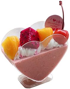 healthcom 50 packs 80ml clear mousse dessert cups heart-shaped cake cups disposable ice cream dessert bowls tasting sample cup salad sundae pudding cups plastic tableware supplies for party wedding