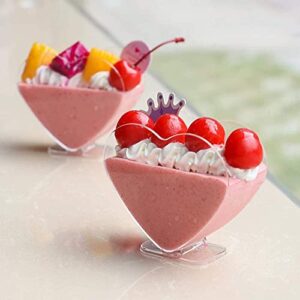 Healthcom 50 Packs 80ml Clear Mousse Dessert Cups Heart-Shaped Cake Cups Disposable Ice Cream Dessert Bowls Tasting Sample Cup Salad Sundae Pudding Cups Plastic Tableware Supplies for Party Wedding