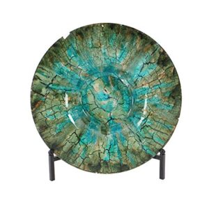 Deco 79 Glass Geometric Mosaic Inspired Charger with Stand, 18" x 18" x 2", Green