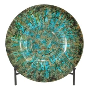 Deco 79 Glass Geometric Mosaic Inspired Charger with Stand, 18" x 18" x 2", Green