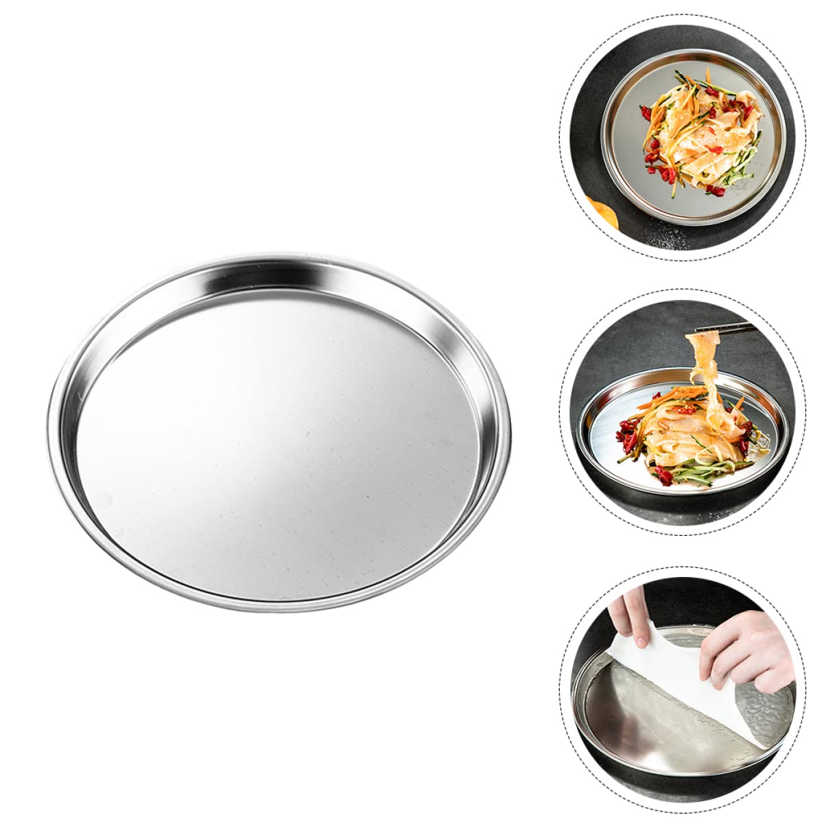 Stainless Steel Dinner Plate, Metal Dinner Dishes, 7 Inch Feeding Serving Camping Plates for Home Kichten, Outdoor Camping, Snack and BBQ