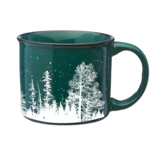 black lantern coffee mugs – forest landscape ceramic coffee mug for women and men - coffee cappucino and hot chocolate mugs - rustic campfire coffee mug