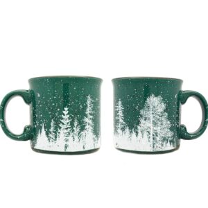 Black Lantern Coffee Mugs – Forest Landscape Ceramic Coffee Mug for Women and Men - Coffee Cappucino and Hot Chocolate Mugs - Rustic Campfire Coffee Mug