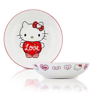 toynk sanrio hello kitty love 9-inch ceramic coupe large dinner bowl for serving pasta, salad, cereal