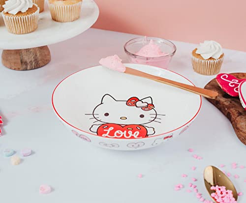 Toynk Sanrio Hello Kitty Love 9-Inch Ceramic Coupe Large Dinner Bowl For Serving Pasta, Salad, Cereal