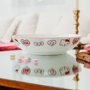 Toynk Sanrio Hello Kitty Love 9-Inch Ceramic Coupe Large Dinner Bowl For Serving Pasta, Salad, Cereal