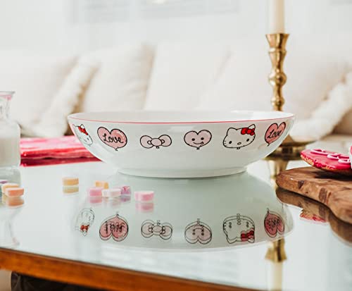 Toynk Sanrio Hello Kitty Love 9-Inch Ceramic Coupe Large Dinner Bowl For Serving Pasta, Salad, Cereal