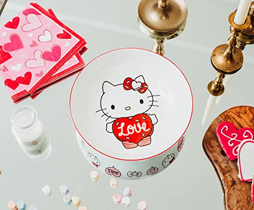 Toynk Sanrio Hello Kitty Love 9-Inch Ceramic Coupe Large Dinner Bowl For Serving Pasta, Salad, Cereal