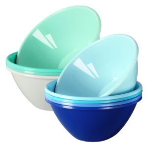 youngever 32 ounce plastic bowls, large cereal bowls, large soup bowls, set of 9 (9 coastal colors)