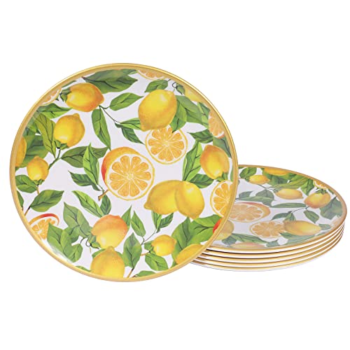 Lechoo Melamine Dinner Plates - 6pcs 8.5inch Dessert Plate For Indoor And Outdoor Use,Break-resistant,Lemon…