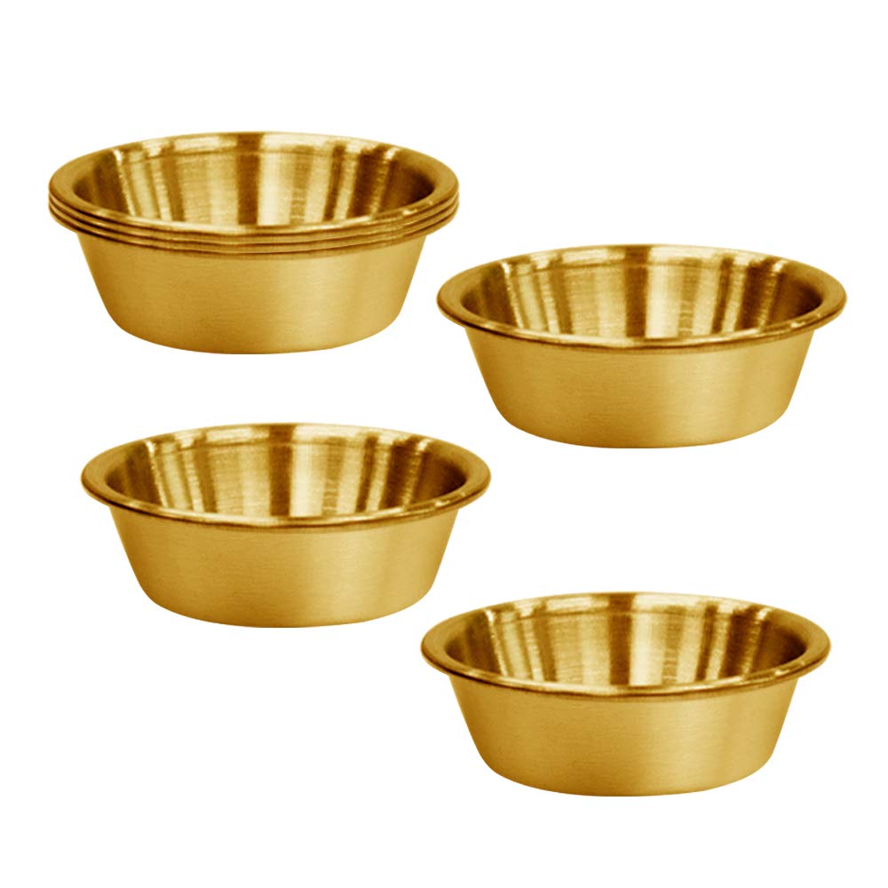 NO/A 6Pcs 2.3OZ Stainless Steel Sauce Dish, Seasoning Dishes, gold bowl,Premium Sushi Dipping Bowl Saucers, Metal Ramekins, dipping sauce dish,Individual Condiment Sauce Cups (6Pcs Gold)