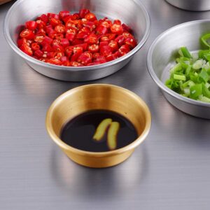 NO/A 6Pcs 2.3OZ Stainless Steel Sauce Dish, Seasoning Dishes, gold bowl,Premium Sushi Dipping Bowl Saucers, Metal Ramekins, dipping sauce dish,Individual Condiment Sauce Cups (6Pcs Gold)