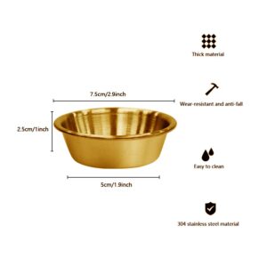 NO/A 6Pcs 2.3OZ Stainless Steel Sauce Dish, Seasoning Dishes, gold bowl,Premium Sushi Dipping Bowl Saucers, Metal Ramekins, dipping sauce dish,Individual Condiment Sauce Cups (6Pcs Gold)