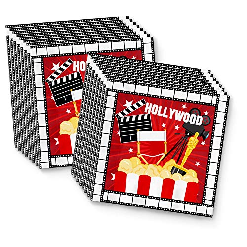 Hollywood Movie Night Birthday Party Supplies Set Plates Napkins Cups Tableware Kit for 16