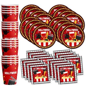 hollywood movie night birthday party supplies set plates napkins cups tableware kit for 16