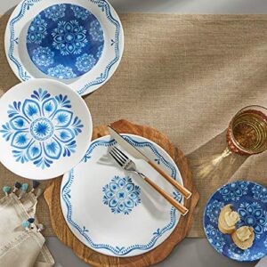 Corelle Vitrelle 18-Piece Service for 6 Dinnerware Set, Triple Layer Glass and Chip Resistant, Lightweight Round Plates and Bowls Set, Lisbon Terrace