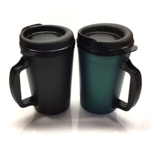 GAMA Electronics 20 oz ThermoServ Foam Insulated Coffee Mug Black/Green Two Pack