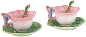 cosmos gifts ceramic rose cup and saucer, set of 2