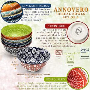 Annovero Mugs, Cereal Bowls, Salad Plates, Dinner Plates. Cute and Colorful Porcelain Dishes for Kitchen, Microwave and Oven Safe. Bundle