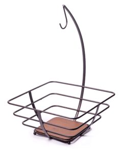 francois et mimi large-sized fruit bowl tree basket with banana hanger, wood base (bronze)