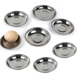 jzsmy 8 pcs stainless steel sauce dishes, 3.15inch round seasoning dishes sushi dipping bowl saucers bowl mini appetizer plates, small snack cups dipping soy sauce dish/bowls (8cm)
