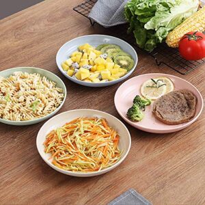NAWOVAO Wheat Straw Plates Plastic Plates Reusable 10 Inch - Microwave Safe Plates for Kitchen Set of 4, Unbreakable Dinner Plates, BPA Free