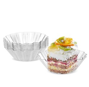 healthcom 50 pcs 3 inch mini clear plastic appetizer plates dessert plates flower ice cream dessert bowls tasting bowls dishes serving plates dip sauce snacks plates small serving cup party supplies