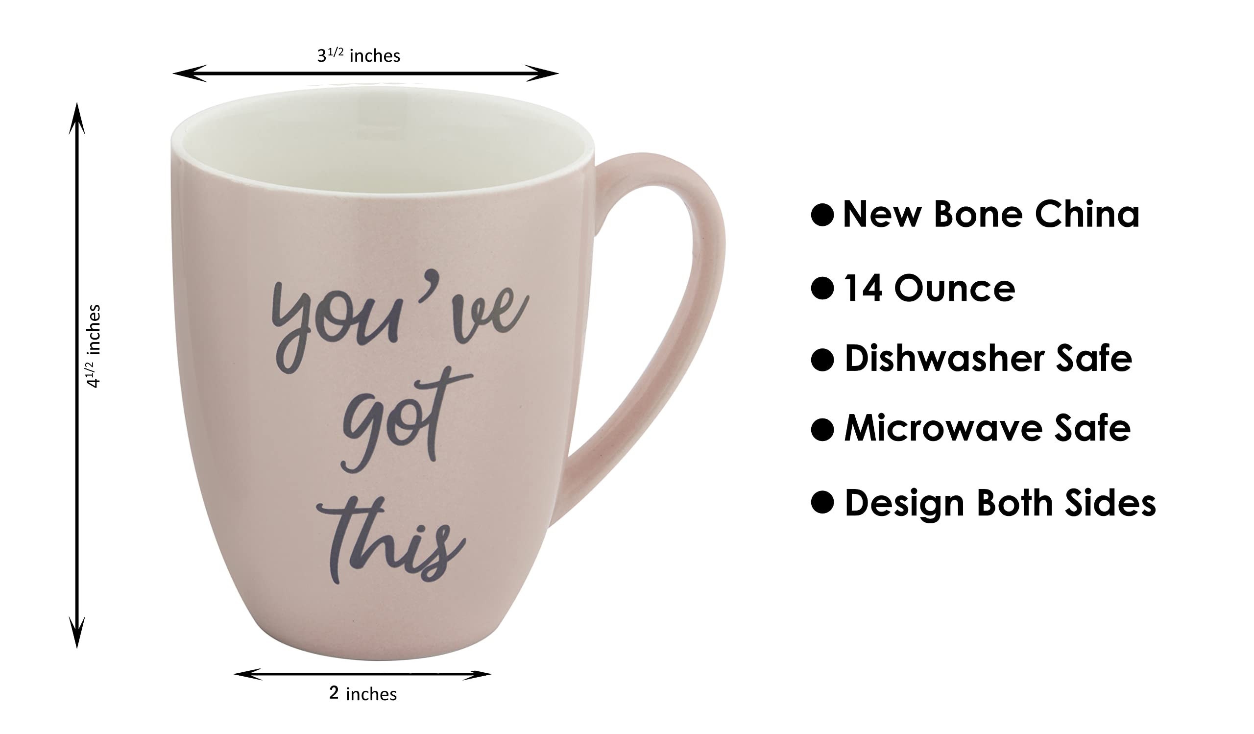 Violette8 Inspirational Coffee Mugs for Women With You've Got This Motivational Quote on Both Sides :: Made of Durable China, Dishwasher & Microwave Safe :: Beautifully Boxed for Gift Giving 14 oz