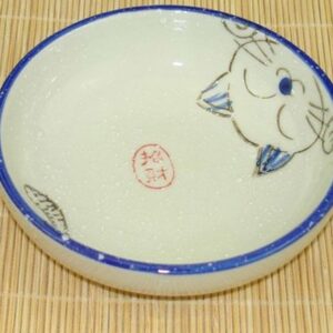 5pcs Ceramics Japanese Cat Seasoning Dishes Sushi Dipping Bowl Appetizer Plate Dessert Plate -3.5 Inch