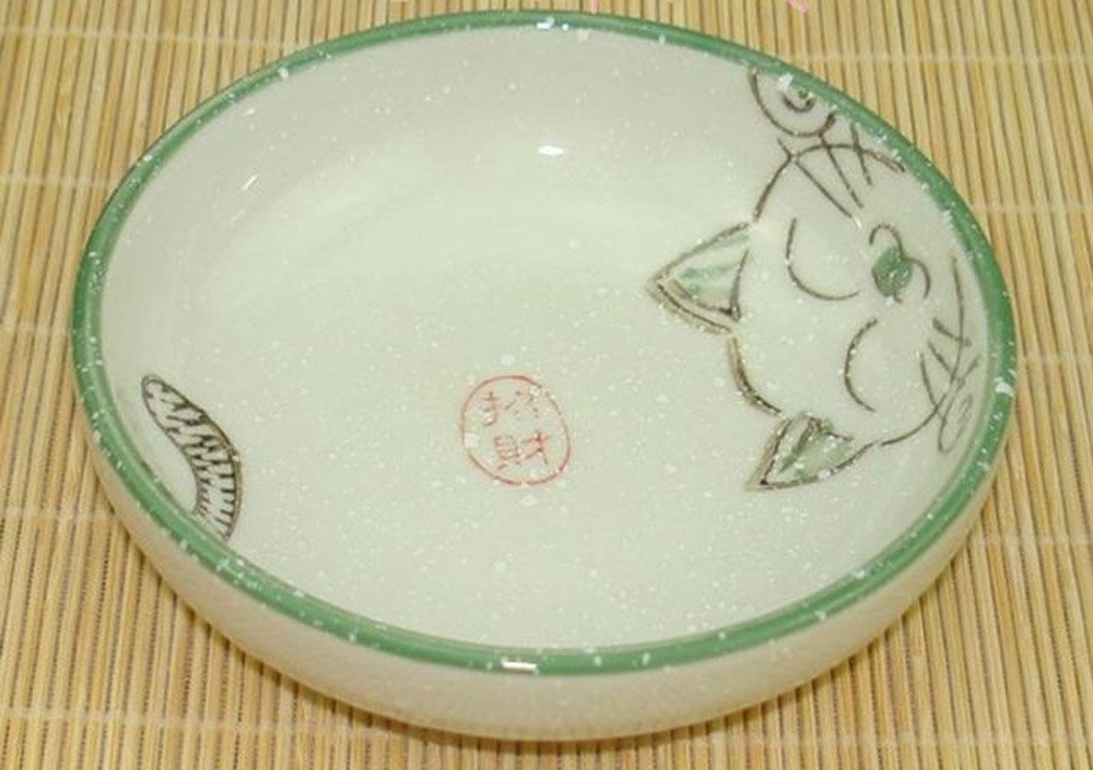 5pcs Ceramics Japanese Cat Seasoning Dishes Sushi Dipping Bowl Appetizer Plate Dessert Plate -3.5 Inch