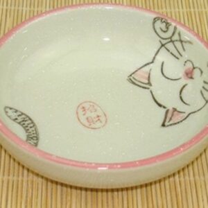 5pcs Ceramics Japanese Cat Seasoning Dishes Sushi Dipping Bowl Appetizer Plate Dessert Plate -3.5 Inch