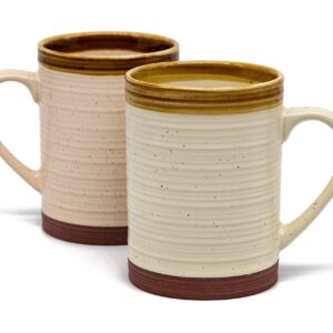 KooK Coffee Mug Set, Ceramic, Rustic Tan Brown, Terracotta Mugs, Microwave Safe, Speckled Finish, Use for Diner, Kitchen, Soup and Tea, 18.5 oz, Set of 2