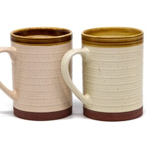 KooK Coffee Mug Set, Ceramic, Rustic Tan Brown, Terracotta Mugs, Microwave Safe, Speckled Finish, Use for Diner, Kitchen, Soup and Tea, 18.5 oz, Set of 2