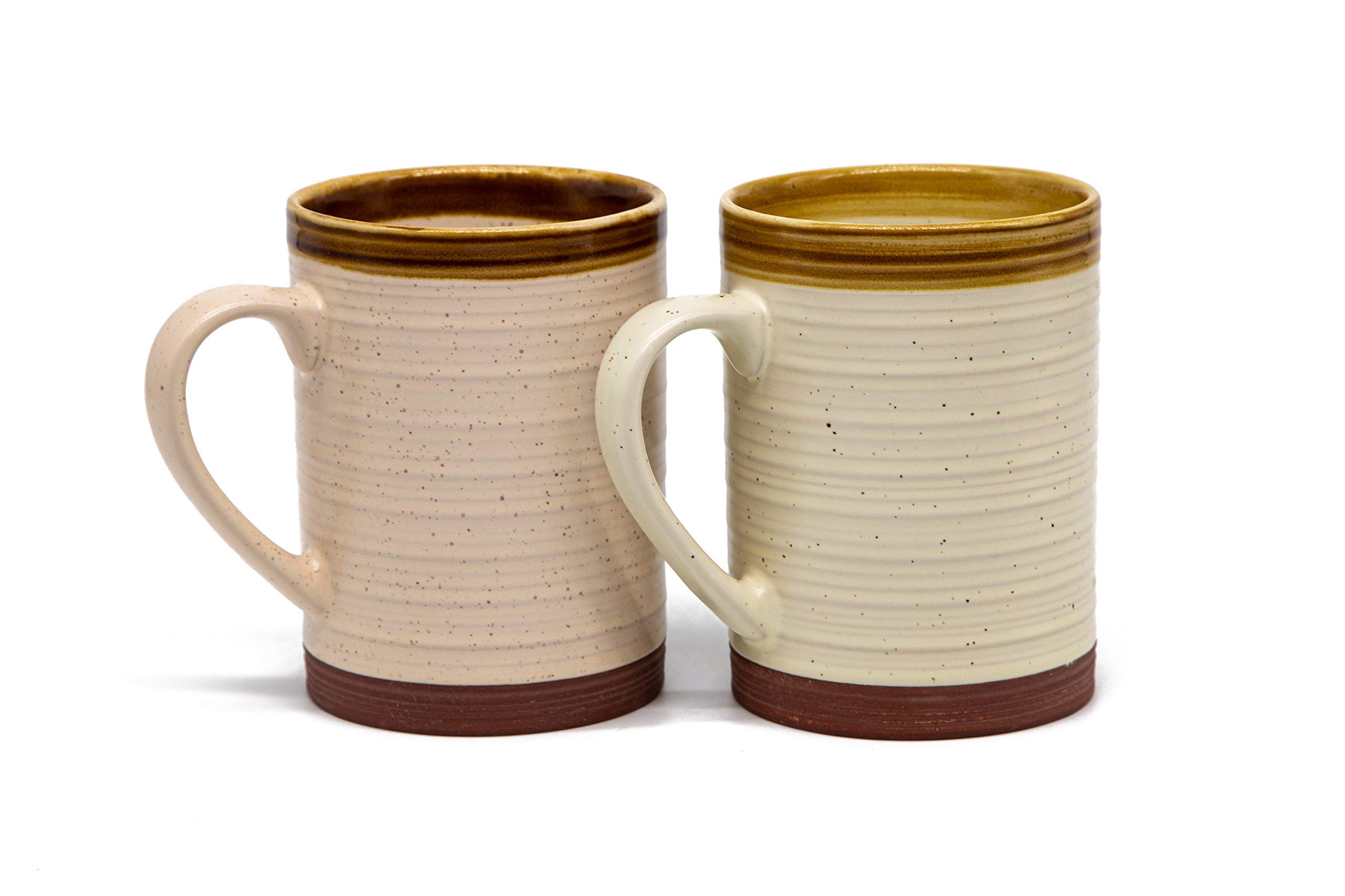 KooK Coffee Mug Set, Ceramic, Rustic Tan Brown, Terracotta Mugs, Microwave Safe, Speckled Finish, Use for Diner, Kitchen, Soup and Tea, 18.5 oz, Set of 2