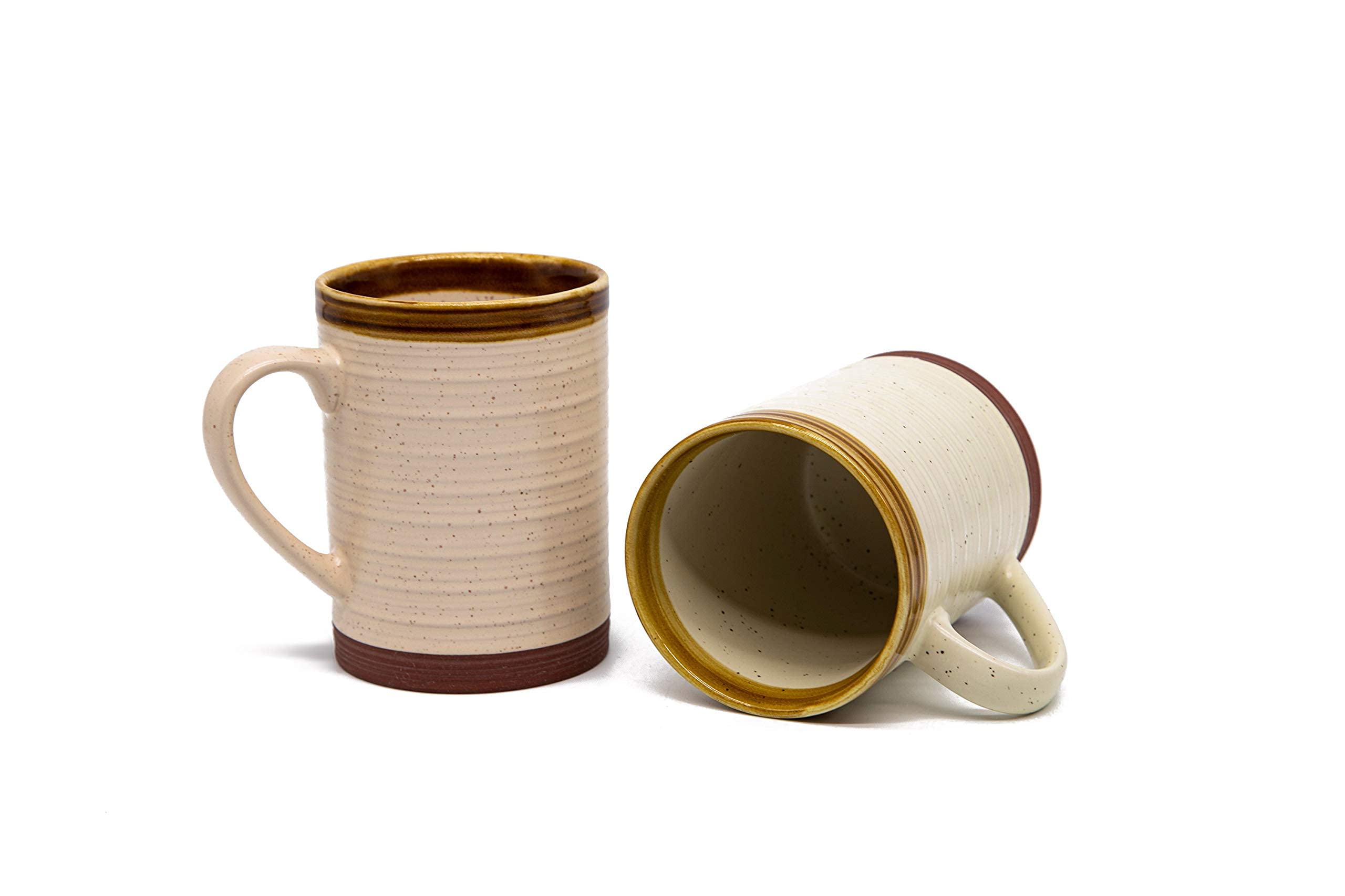 KooK Coffee Mug Set, Ceramic, Rustic Tan Brown, Terracotta Mugs, Microwave Safe, Speckled Finish, Use for Diner, Kitchen, Soup and Tea, 18.5 oz, Set of 2