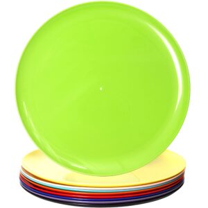 youngever 9 pack 12 inch plastic plates, large plates, dinner plates, set of 9 (rainbow colors)