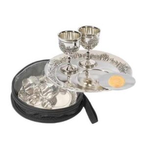 1 x communion-set-silverplated cups & plates w/bag