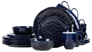 stone lain ivy porcelain dinnerware set, 24-piece service for 6, navy blue