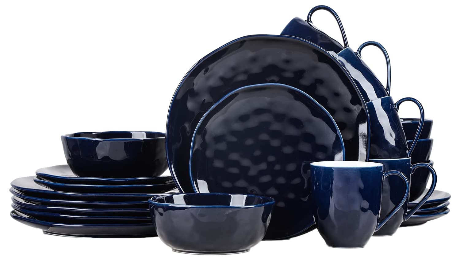 Stone lain Ivy Porcelain Dinnerware Set, 24-Piece Service for 6, Navy Blue